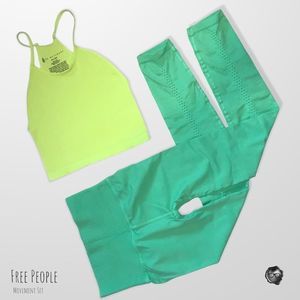 FREE PEOPLE MOVEMENT SET: HAPPINESS RUNS LONG CROP + GOOD KARMA LEGGINGS XS/S
